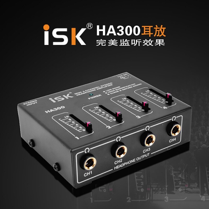 Original ISK HA300 portable Mini 4-channel stereo headphone amplifier low noise high magnification clear&amp;nature sound