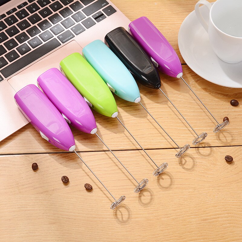 multi-color Electric Handle Egg Beater Milk Stirrer Frother Foamer Coffee Whisk Mixer Juice Stirrer Kitchen Gadget: E 1pcs Color random