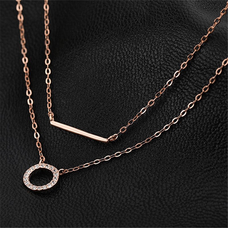 925 Sterling Zilver Geometrische Choker Ketting Voor Vrouwen Eenvoudige Dubbele Lagen Ronde Stok Bar Sleutelbeen Chain Party Accessoires