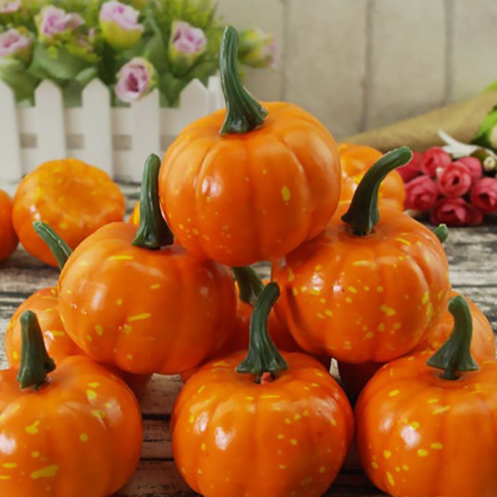 16pcs Artificial Pumpkin Foam Simulated Cute Mini Pumpkin Festival Halloween Party Garden Table Decor Ornament Craft Photo Prop