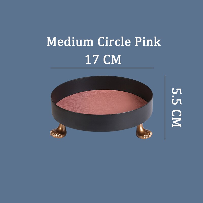 Metal Dice Storage Tray for DND Role Playing Table Games Dice Rolling Jewelry Cosmetic Storage Display Trays: Medium Circle Pink