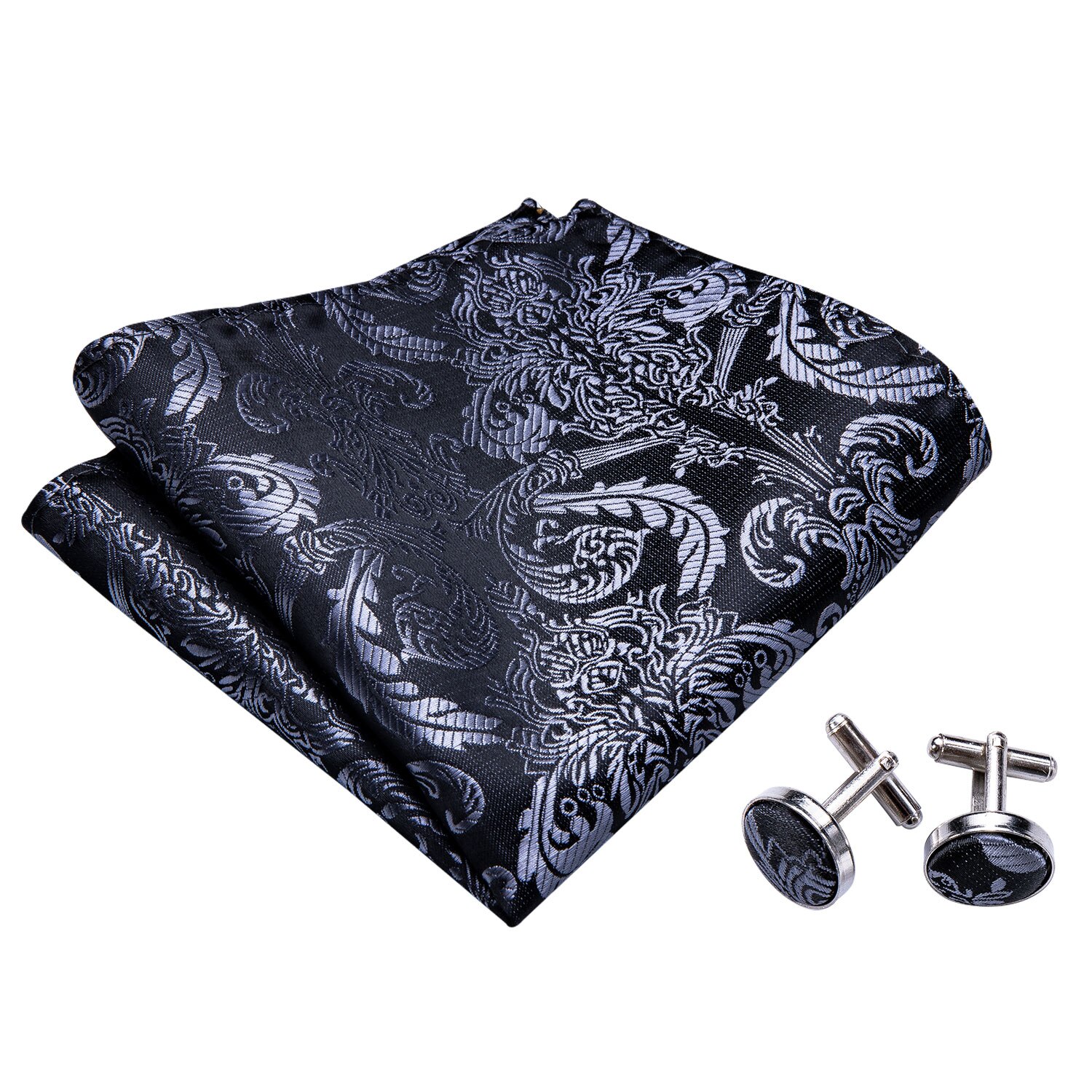 Mannen Zijden Pak Vest Zwart Paisley Vest Bowtie Zakdoek Manchetknopen Set Huwelijkscadeau Zakelijke Formele Ml-2003 Dobby