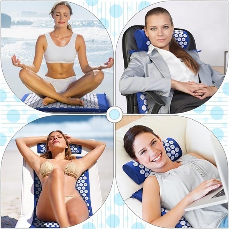 Massagemåtte akupressurmåtte 68cm*43 cmpudemåtte lindrer rygsmerter spike yogamåtte pude afslapning krop esterilla yoga