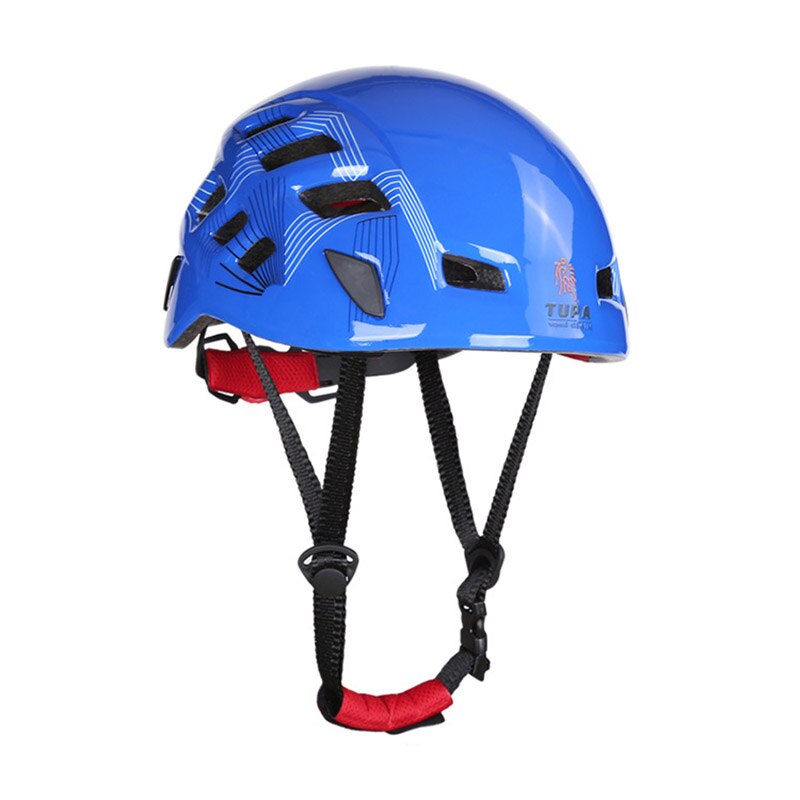 Hjelme udendørs klatring ned ad bakke caving redning cykling justerbar høj styrke sikkerhed beskyttende bjergbestigning tilbehør: Blå