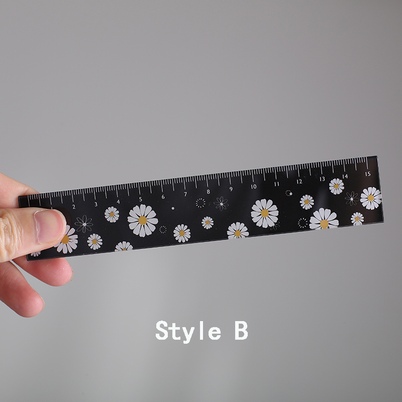 Mr.papir 4 designs 15cm blomster akryl farve lineal multifunktionel diy papirvarer tegning lige studerende kontor til børneskole: B