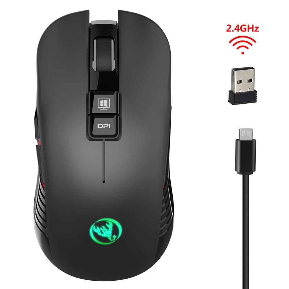 Hxsj T30 Draadloze Gaming Muis Muizen 3600Dpi 7-Kleur Computer Muis Backlight Oplaadbare Ergonomische Muizen Voor Pc Laptop desktop: Default Title