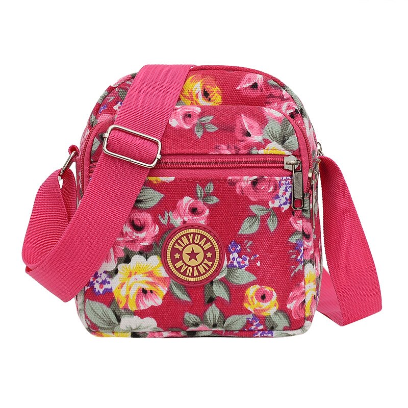 Bandoleras diagonales de lona para mujer, bolsos cruzados para teléfono móvil, nuevos bolsos florales de tela, bolsos de ocio por lotes directos: D