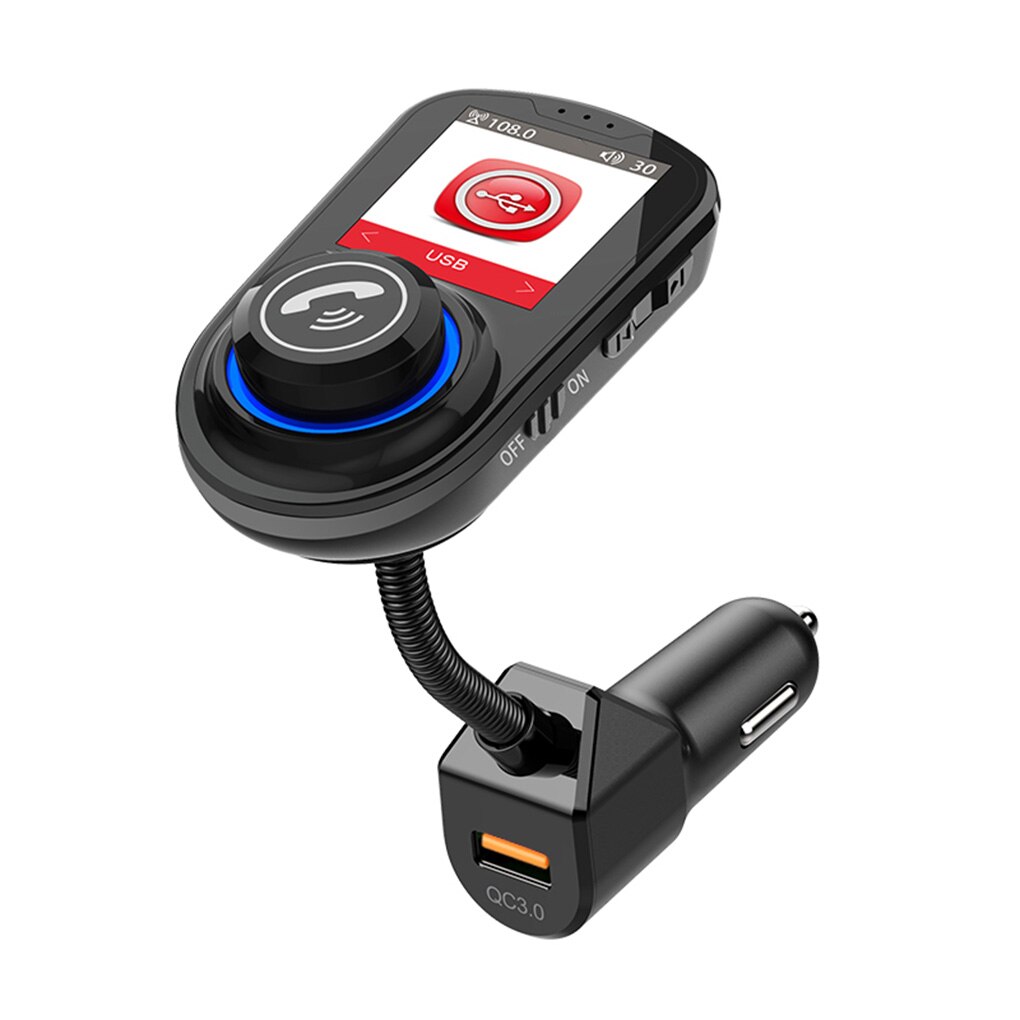 Car Wireless FM Transmitter 1.8inch HD Color Screen Hands-free Bluetooth5.0 MP3 Player Phone Charging: Default Title