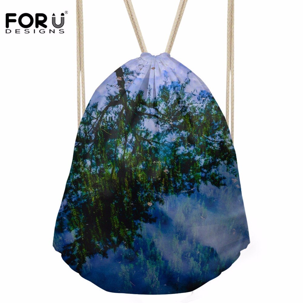 Forudesigns trekkoordtas voor dames, s 3d bladeren bedrukt, dagrugzak voor dames, kleine reistas voor kinderen, inpaktassen, mochila deporte