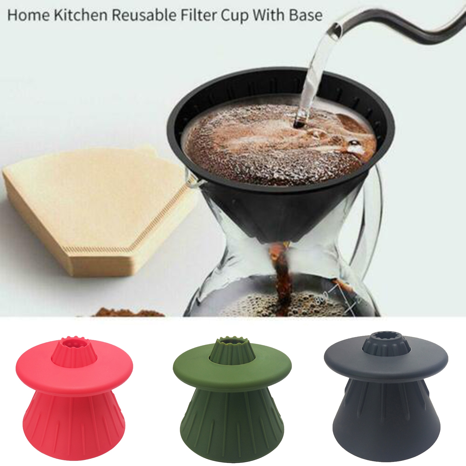 Main café entonnoir réutilisable Silicone café filtre tasse maison cuisine pour voyage rapide
