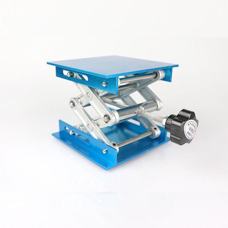 Lab Lifting Platform Stand Adjustable Corrosion Resistance Blue Electroplated Aluminum Rack Scissor Jack Lifter 100x100mm