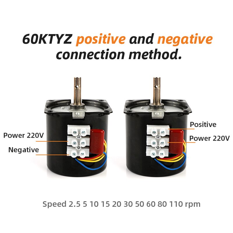 Baixa Velocidade Micro AC 220V 60 60KTYZ Ímã Permanente Motor Síncrono Motor Da Engrenagem 1 2.5 5 10 15 20 30 50 60 80 110 rpm