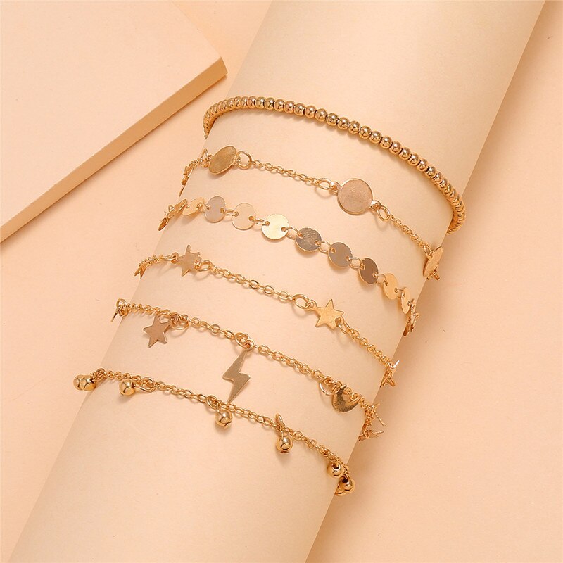 Bracelet De Cheville Bohème Avec Strass Et Perles - 23 Cm + Extension 7 Cm (Argent)
