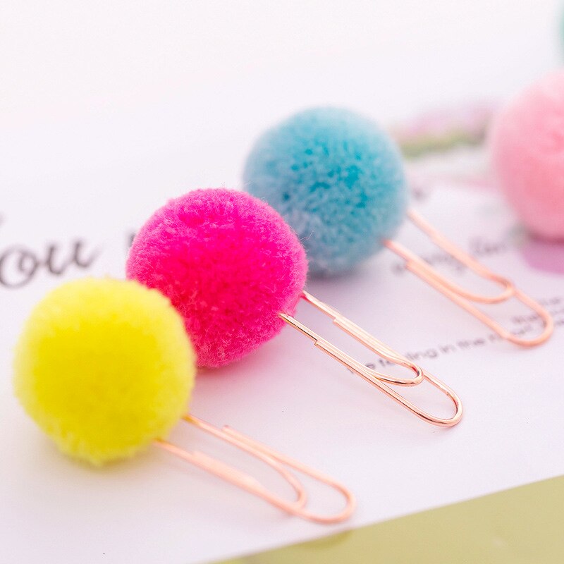 Bola de Pelo de metal rosa dorado para mujer, clip de papel de modelado, papelería escolar, suministros decorativos para fotos, papelería, 1 ud.
