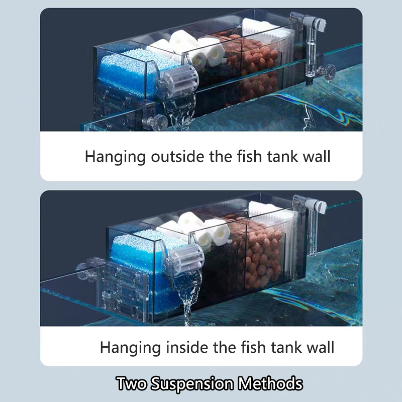 Aquarium Wasserfall Filter Box Wand Montiert Integrierte Stille Zirkulierende Wasser Reiniger Für Aquarium Tank Box Mit Wasser Pumpe