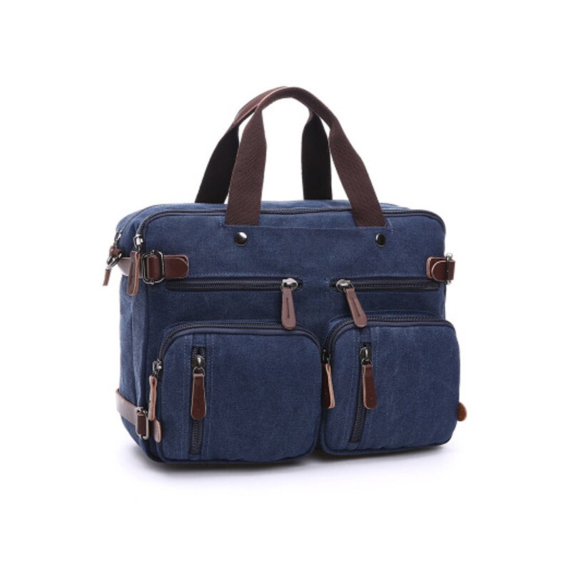 Casual canvas business aktetas multifunctionele handtas herenrugzak schoudertas crossbody 17 inch laptop ipad reiskoffer: L blauw