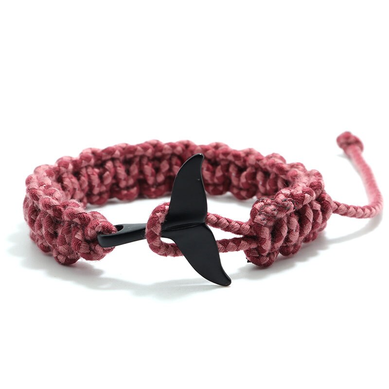 Pulsera trenzada hecha a mano para hombre, Brazalete de hilo 100% algodón, color verde y negro, con cola de gancho fácil, para él, Joias: Wine Black