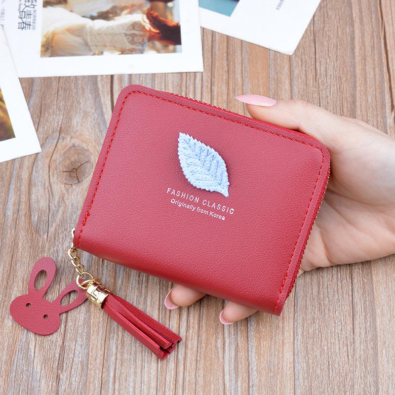 SUQI petit portefeuille dames court fermeture éclair feuille Walllet coréen école étudiant fille Mini porte-monnaie porte-carte walet pour les femmes: Red