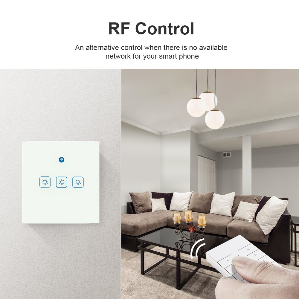 EWeLink-interruptor inteligente con Wifi para el hogar, enchufe de pared con Panel de luz táctil de 433Mhz, inalámbrico, Control por voz, funciona con Google home y Alexa