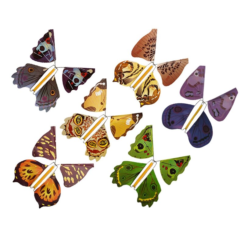Metal Bracket Butterfly Rubber Band Power Wind Up Butterfly Toy (6Pcs): Default Title