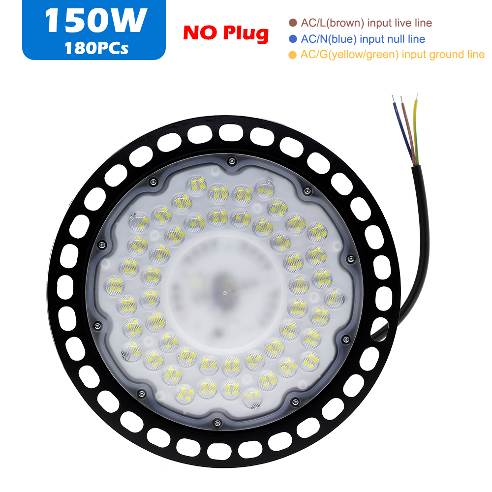 Ac220v led høybaylys 100w 150w 200w smd 2835 4000k 6000k høy lysstyrke kommersiell industriell garasje verksted ufo-lamper: Oransje / 3w
