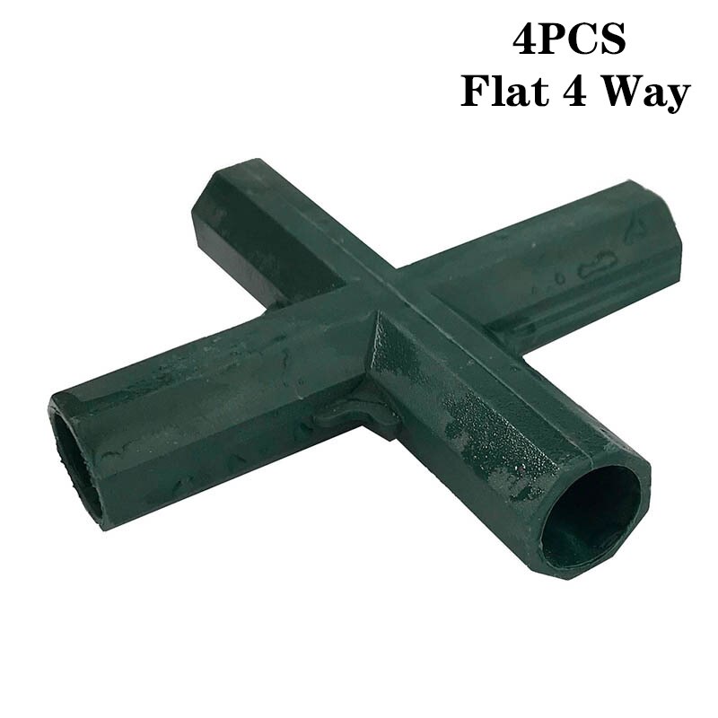 4pcs 16mm Corner Connector Fencing Pipe Joint Supports Garden Framework 3 4 5 Ways Cages Awning Pole Greenhouse Plant Stakes: Flat 4