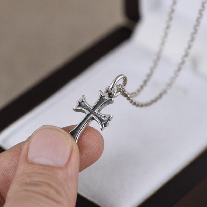 S925 Sterling Zilveren Retro Eenvoudige Kruis Hanger Voor Man Vrouw Echte Zilveren Christus Jezus Kruis Hanger Sieraden