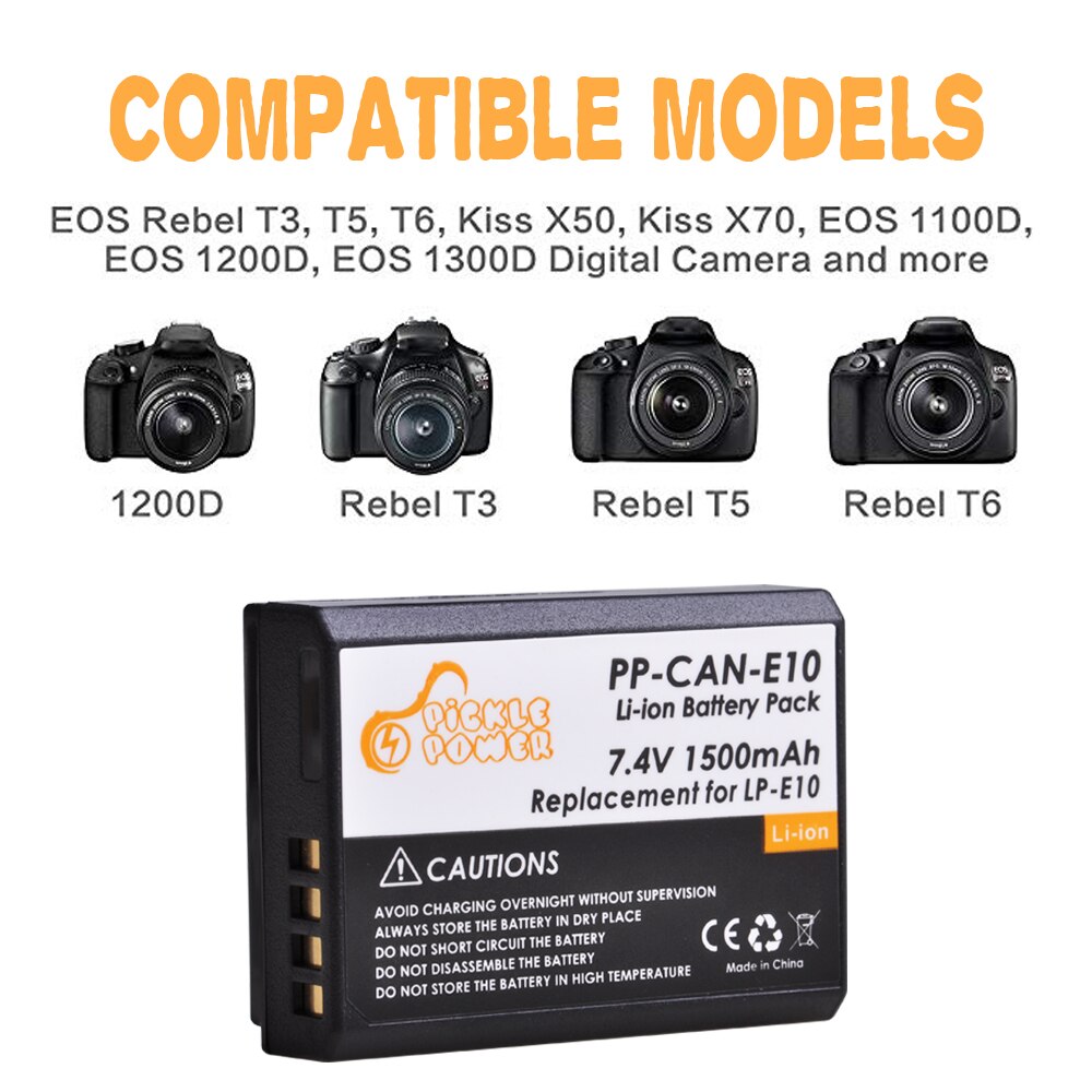 LP-E10 LP E10 LPE10 Kits de chargeur de batterie pour Canon EOS 1100D 1200D 1300D Kiss X50 X70 X80 rebelle T3 Batteries avec Port de Type C.