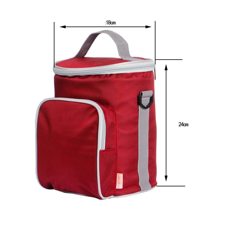 6L thermische lunch tas picknick box thermos vat vorm koeltas ice pack blikjes houder voedsel dranken wijn geïsoleerde carrier cool bag: Rood