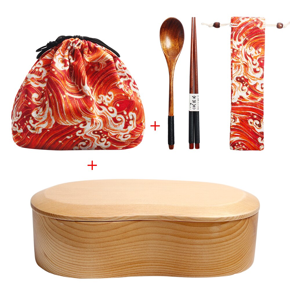 Wooden Lunch Box Set Student Bento Boxes Kit Eco-friendly Japanese Food Container Kitchen Tableware Sushi Case with Compartment: 5pcs-A