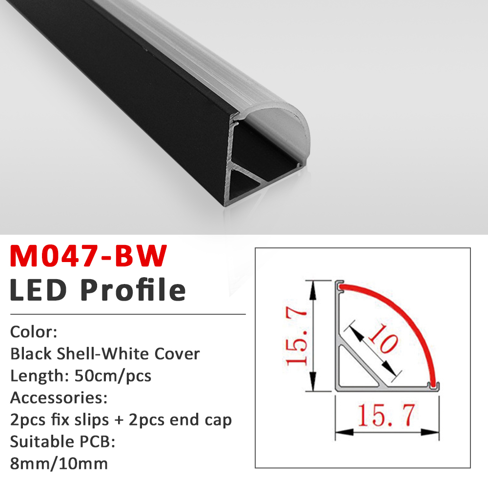 50CM LED Strip Light Aluminium Profile Channel Silvery Black Diffuser PC Cover for 8mm/10mm/12mm Bar Cabinet Linear Lamp Decor: Emitting Color3 / 0.5m