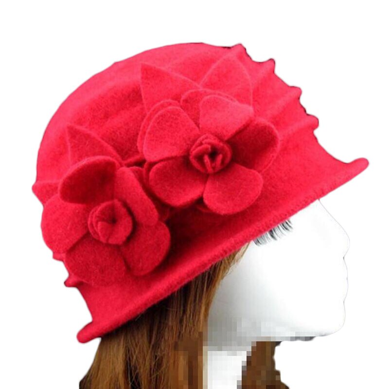 2018 nuove donne fedora 100% cappelli invernali a cupola in pura lana per donna floreale casuale marca calda signora autunno floscio morbido ragazze fedora