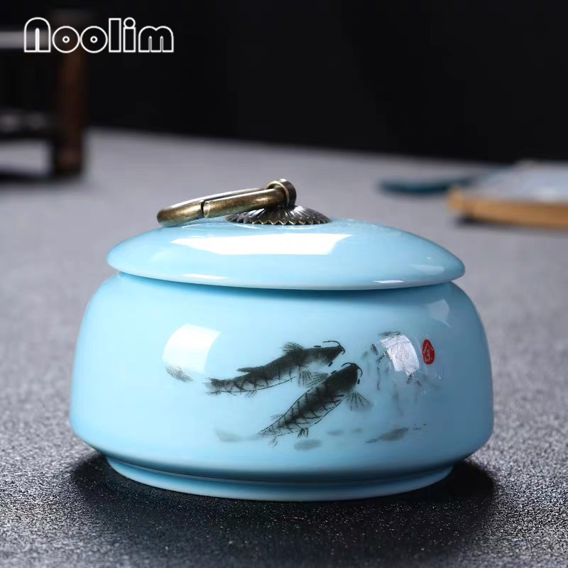 Portable Travel Ceramic Sealed Pot Small Storage Box Household Tea Caddy Canister with Lid Kitchen Spice Jar: F