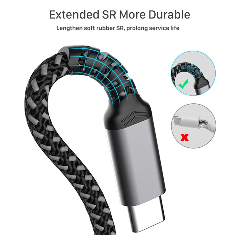 VOXLINK kabel USB C na USB C 100W rodzaj-c 5A E znak szybkie ładowanie pleciony przewód nylonowy kompatybilny MacBook zawodowiec iPad laptopy komputerowe
