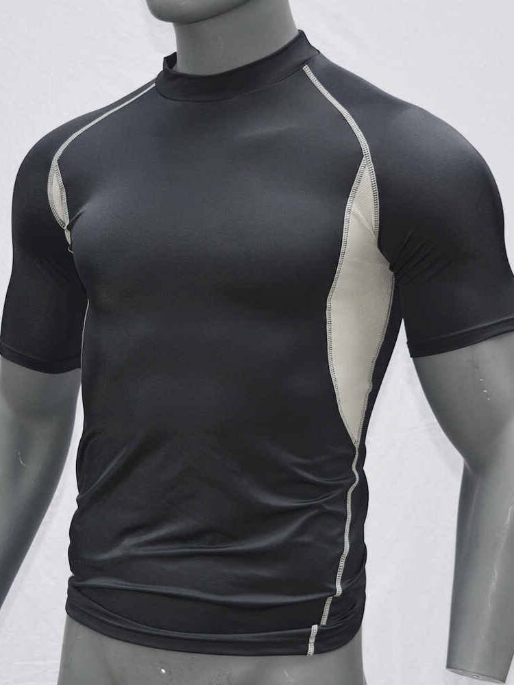 Drop ship BLACK Body Suit traspirante Surf UPF 50 Rash Guard Shirt maniche corte Surf mute da sub per uomo nuoto RashGuard