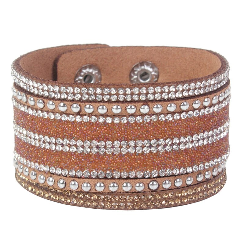 Multilayer Leather Rhinestones Wide Bracelets&Bangles Women Girls Men Chain Charms Wrap Bracelet Wristband Party Jewelry: B1963 B