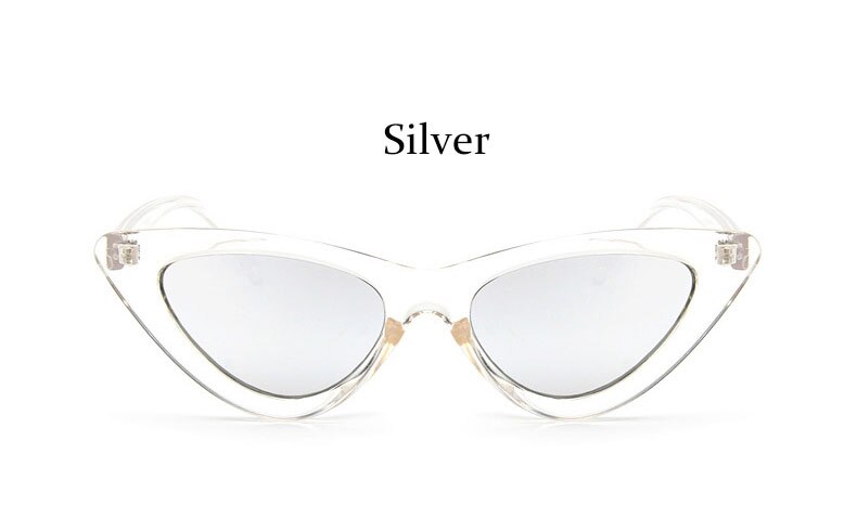Cat Eye Sunglasses Women Vintage small glasses woman mirror Sunglasses Female Brand Retro: Silver