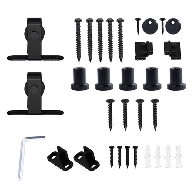 Kit de quincaillerie pour porte coulissante de grange, Rail pour support de garde-robe, ensemble de rails de suspension pour placard intérieur, lisse et silencieux: 2