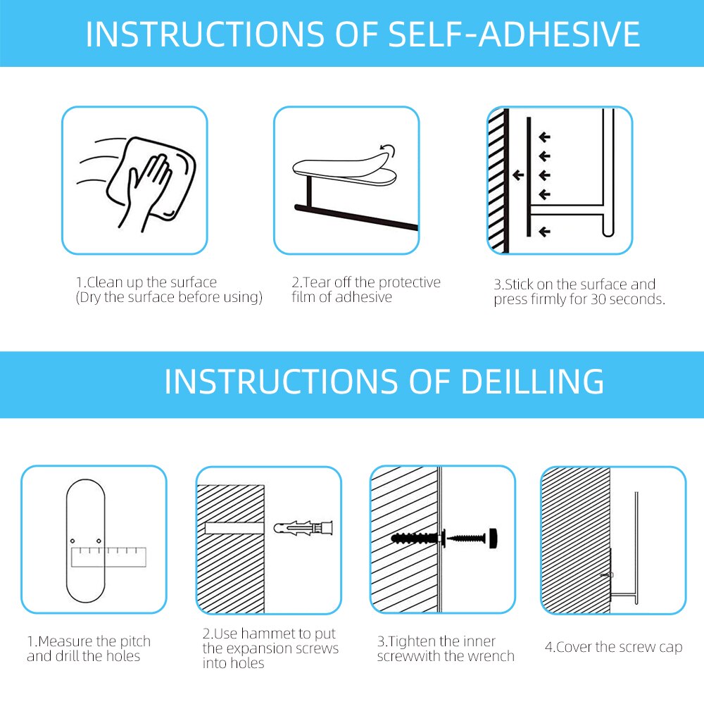 Toalettholder selvklebende veggmontert toalettpapirhåndkleholdere baderomshylletilbehør kjøkkenrullpapirstativ