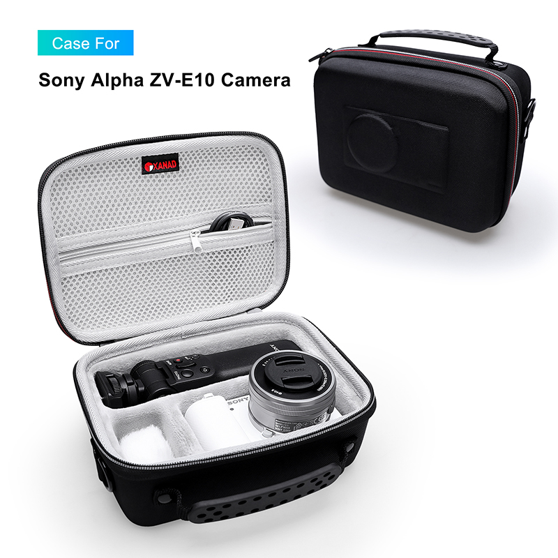 XANAD EVA Hard Case do aparatu Sony Alpha ZV E10 Pasuje do zestawu akcesoriów Vlogger Statyw i mikrofon Torba do przechowywania (tylko torba)