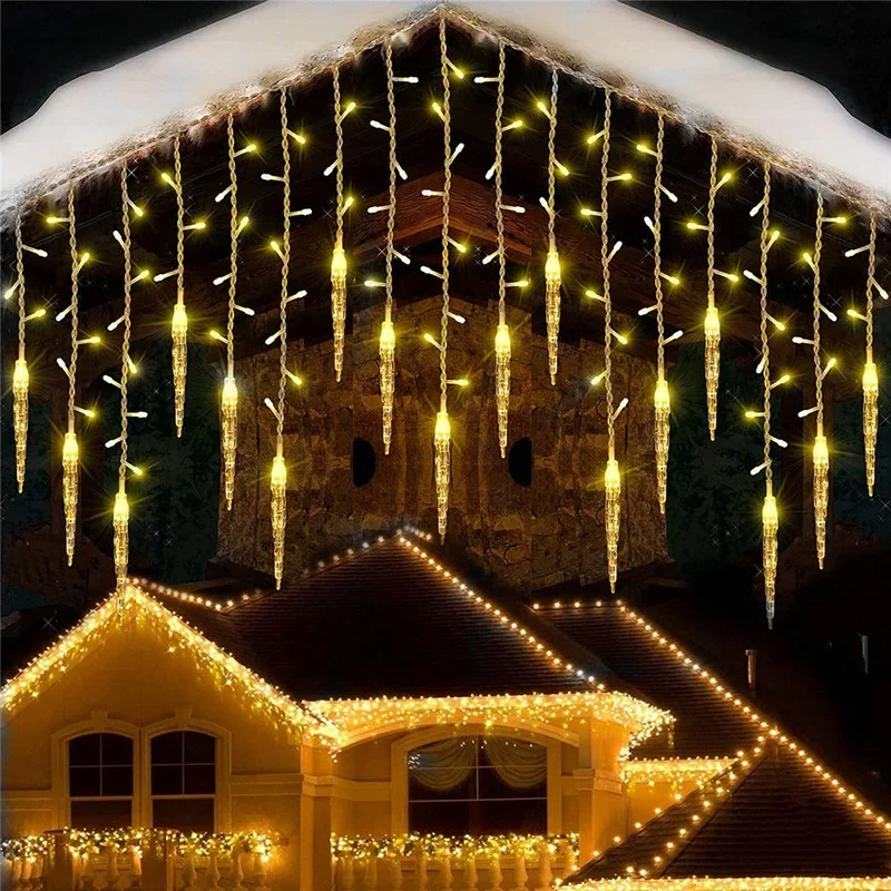 Straat Slinger Winter Festoen Led Licht Gordijn Ijspegel Slingers Voor Nieuwjaar Hangen 0.3M 0.4M 0.5M Kerstversiering Voor Thuis