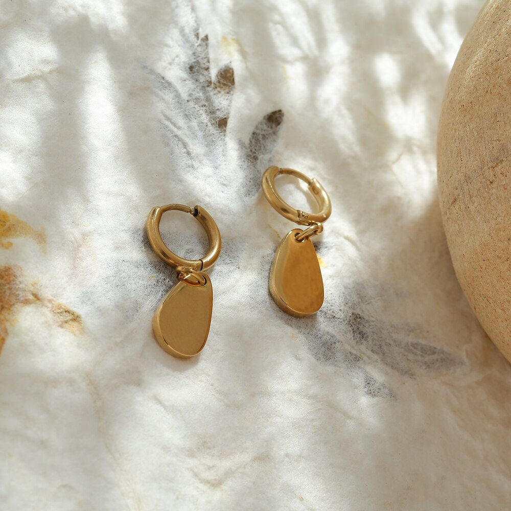 Yhpup Geometric Stainless Steel Hoop Earrings for Women Stylish Gold Color Metal Texture Earrings бижутерия