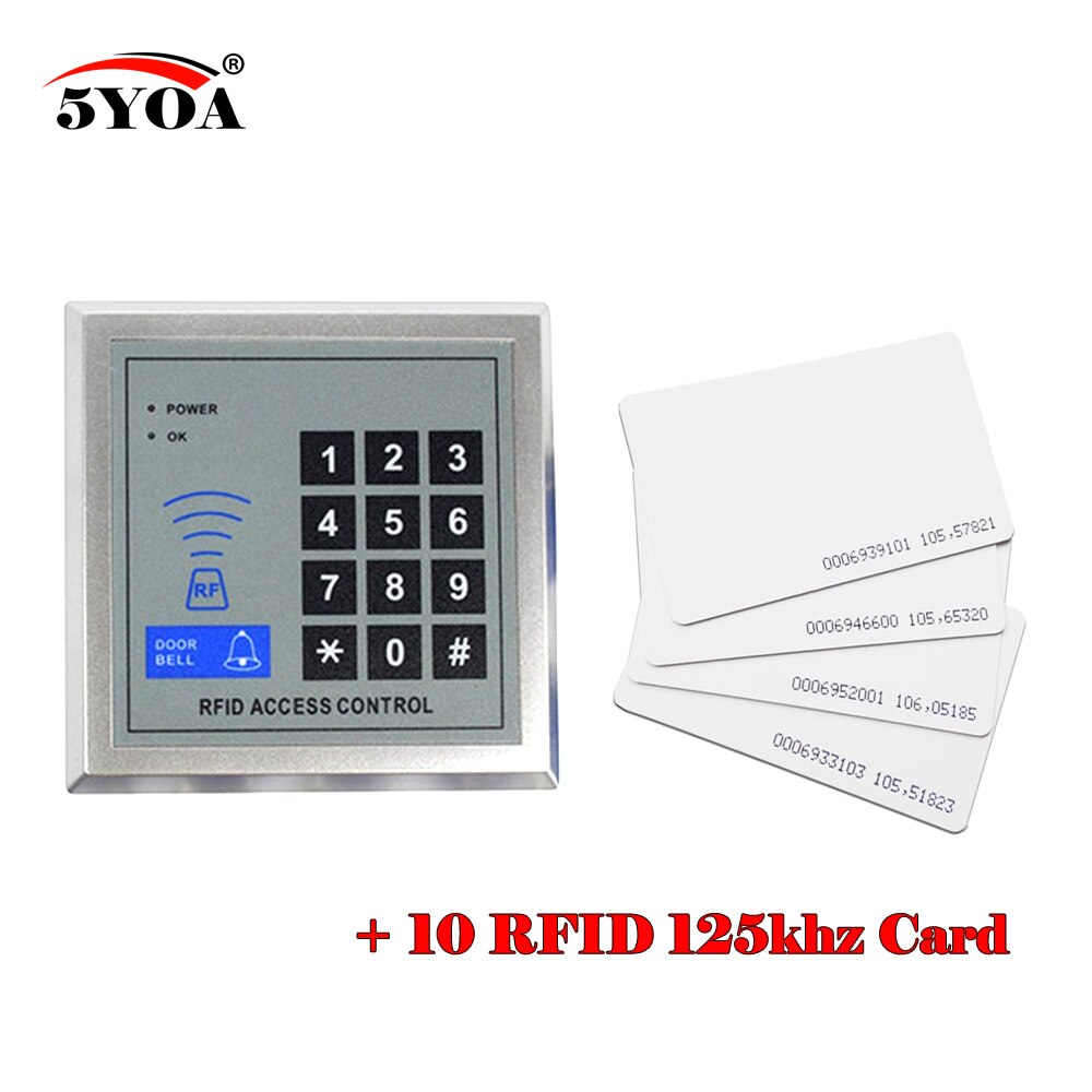 5YOA RFID Access Control System Device Machine Security Proximity Entry Door Lock: AC and 10 Cards