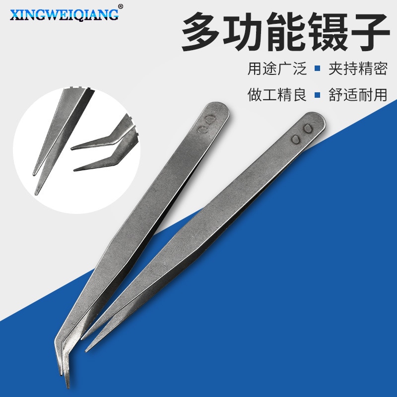 Roestvrijstalen kleine pincet puntige pincet clip handgemaakte doe-het-zelf gereedschap platte kop elleboog clip onderdelen kleine clip huishoudelijke