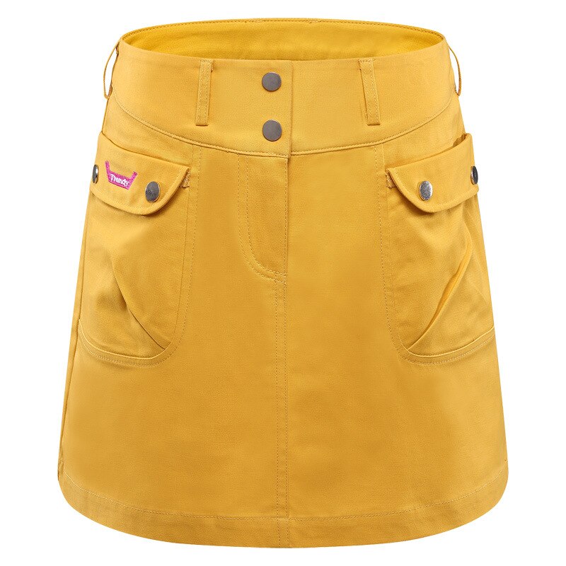 Damskort veckad golfkjol dam kort kjol sommar badminton sportkjol dam mjuka tenniskjolar som andas: Gul / M
