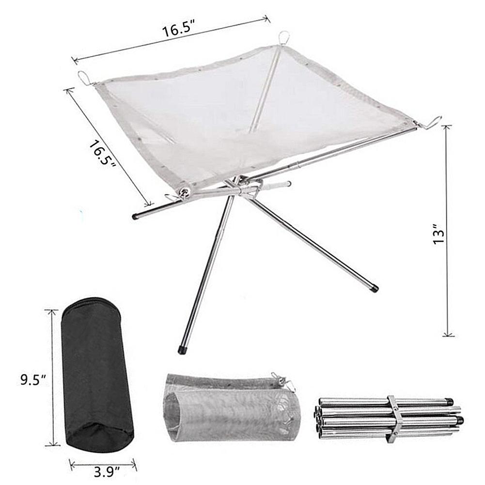 Outdoor Portable Fire Rack Folding Table Grill Stainless Steel Point Charcoal Stove Super Light Grid Heating Wood Stove Camping