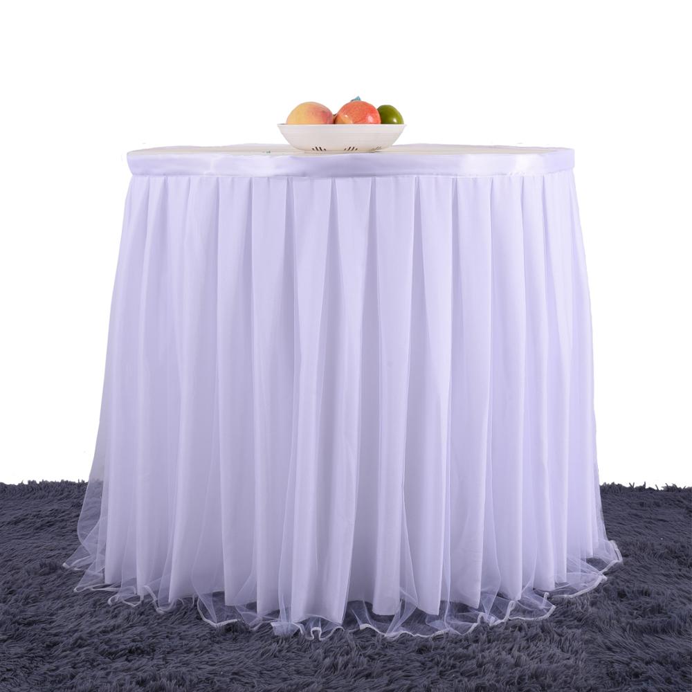 Falda de mesa de tutú de tul para boda, mantel plegable para banquete, cena, vajilla, Decoración de cumpleaños, Baby Shower,