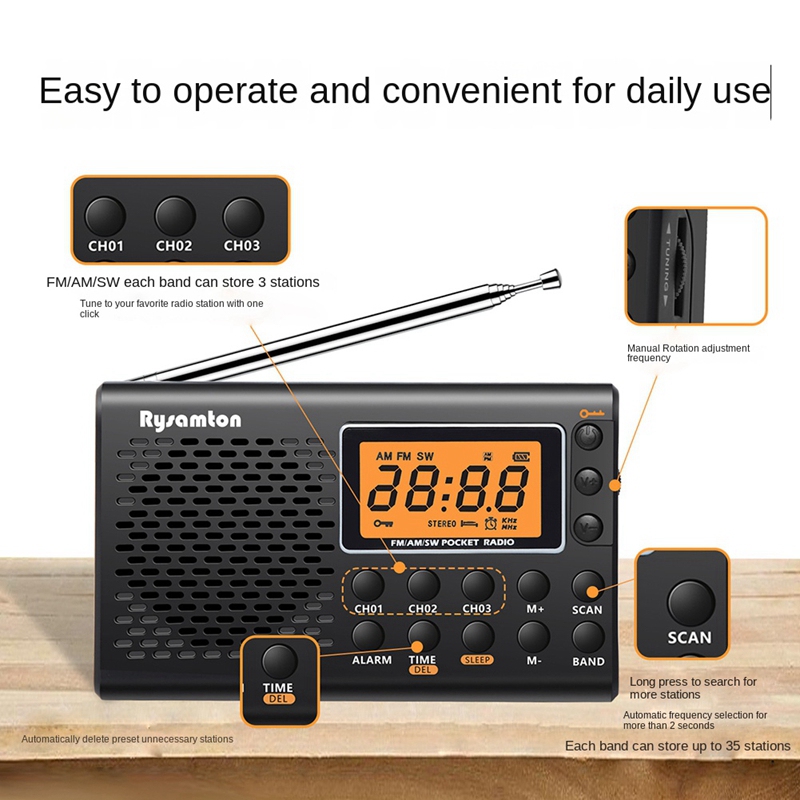 Radio FM AM SW portatile a banda intera Display digitale stereo Radio FM manuale a doppio scopo