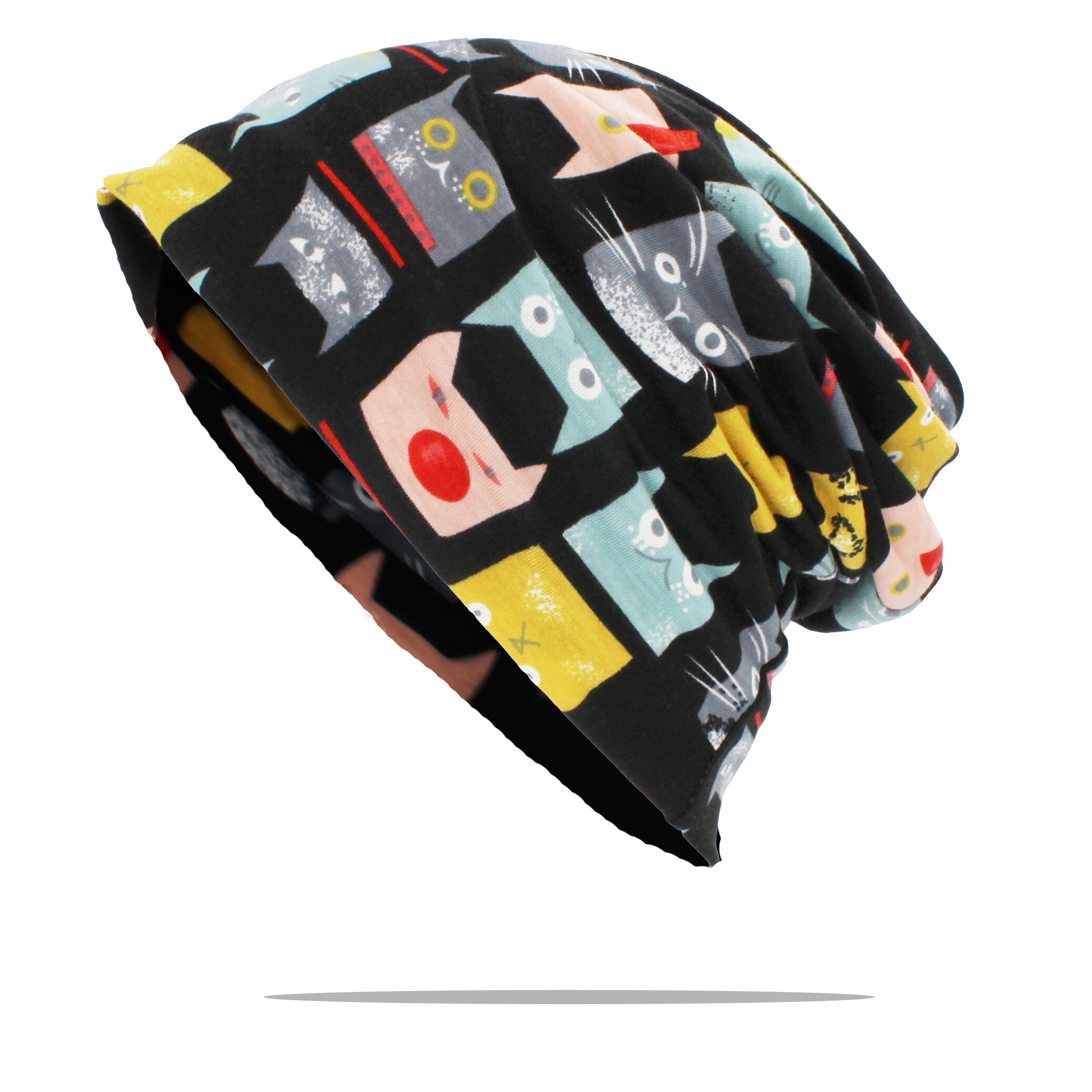 Lovingsha vinter høst kvinner lue blomster tenåring voksne menn multifunksjon tynt skjerf skullies luer jente vintage cap  ht165: 5