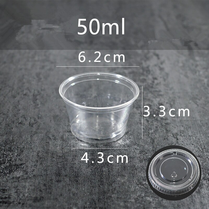 100pcs transparent taste cup 20ml 50ml 100ml 200ml PET small round pudding yogurt fruit salad plastic cup with lid: cup and lid3
